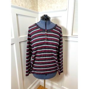 EUC - Torrid Relaxed Fit Stripped Heather Grey Sweater - Size 1 (14/16)